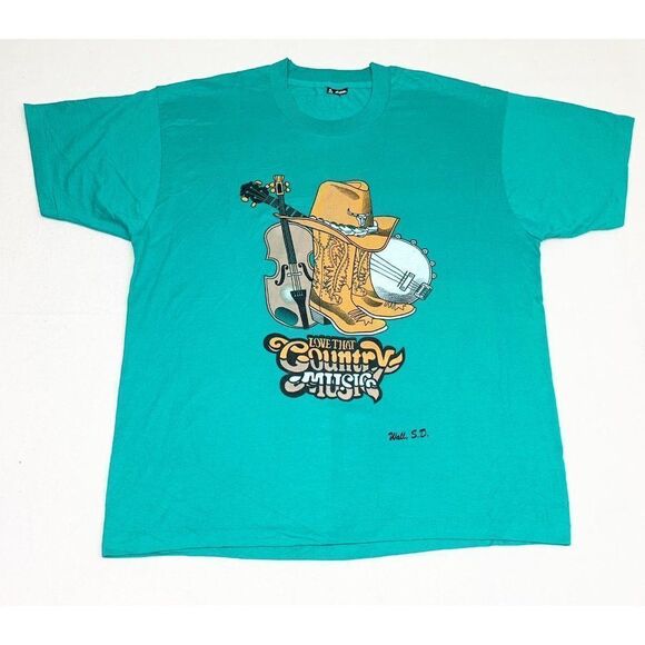 Vintage Country Music T-Shirt South Dakota XL Green Single Stitch